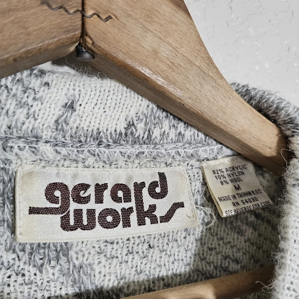 Vintage Gerard Works Gray/Offwhite Wool Blend Knit Grandpa Sweater